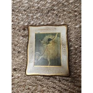 Vintag MID-CENTURY Gold Ballerina Jewelry Box by MELE 8"L x 6.5"W x 2"D Japan